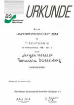 BSNW-Landesmeisterschaften 2014 Wettkampfklasse AB Landesmeister Jürgen Keßler